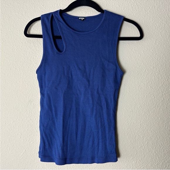 MONROW NAVY BLUE CUT OUT RIBBED TANK XS - Picture 1 of 2
